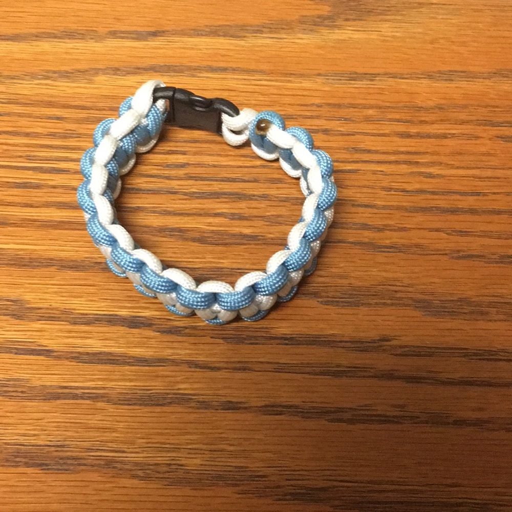 Blue and white survivor bracelet
